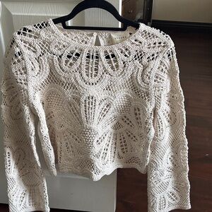 Sezane Ivory Lace Blouse